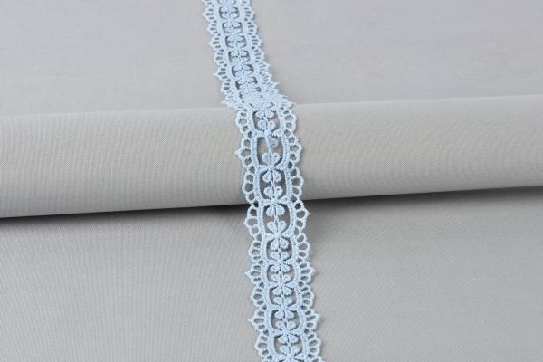 Кружево гипюр (плетёное) 28 мм / 10 м, GP011B голубой, Gamma GGM-2802