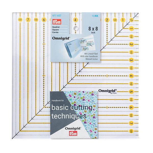 Линейка для пэчворка 20х20 см, шкала в дюймах, Prym Omnigrid 611657