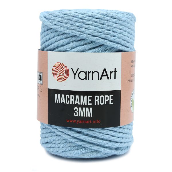 Пряжа YarnArt (ЯрнАрт) Macrame Rope 3мм / уп.4 мот. по 250 г, 63м, 760 небесно-голубой