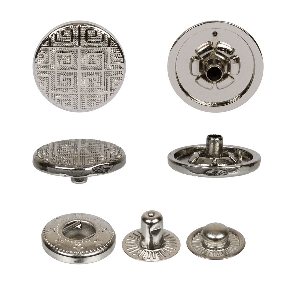 Кнопка Альфа (S-образная) ⌀15.0 мм, 36 шт, металл, нерж., 04 никель, MIKRON JK 005