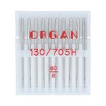 Иглы для швейных машин базовые универсальные 130/705 H, №60, 10 игл, в пенале 5110060 60, ORGAN
