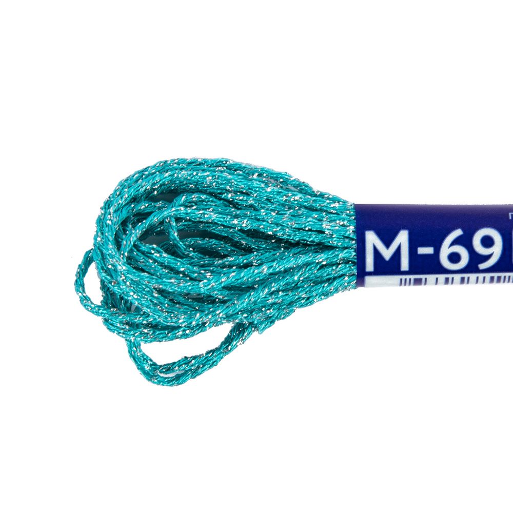 Мулине Gamma металлик NM 12 мотков по 6 метров, M-69 бирюзовый/серебристый, Gamma MOULINE