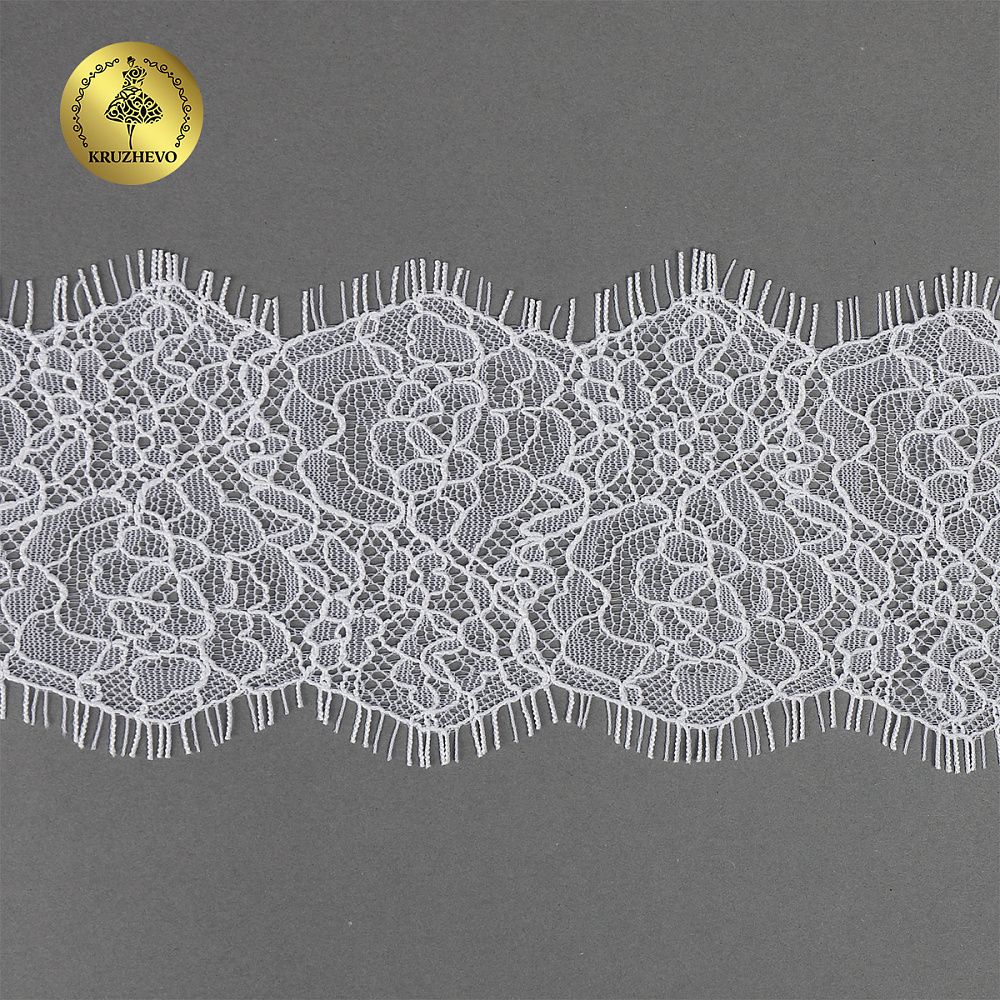 Кружево шантильи (реснички) 80 мм, цв.1 белый, 3 метра, Kruzhevo