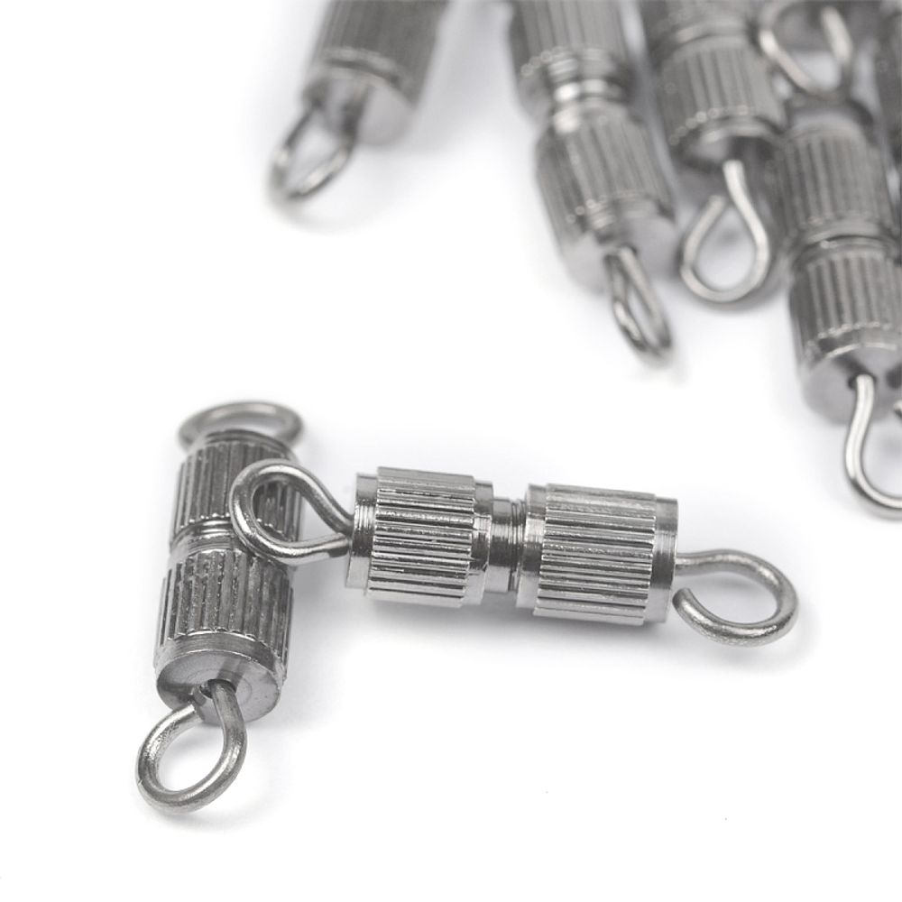 Замок винтовой для бус арт.MH.11192-2 цв.серебро 14х4мм уп.50 шт