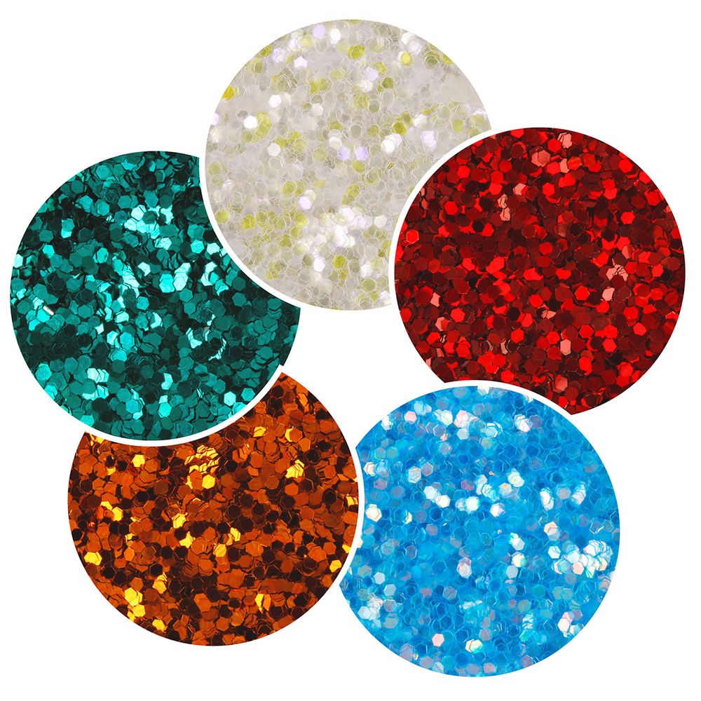 Блестки декоративные ассорти 1 мм, 5 уп. по 5 г, 4.5 мл, № 03, Love2art Набор ассорти GLIS-01