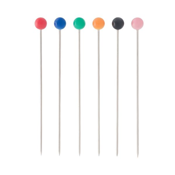 Булавки портновские с цветной головкой 0.65 мм, l=45 мм, сталь/пластик, 500 шт, Pony, 28815