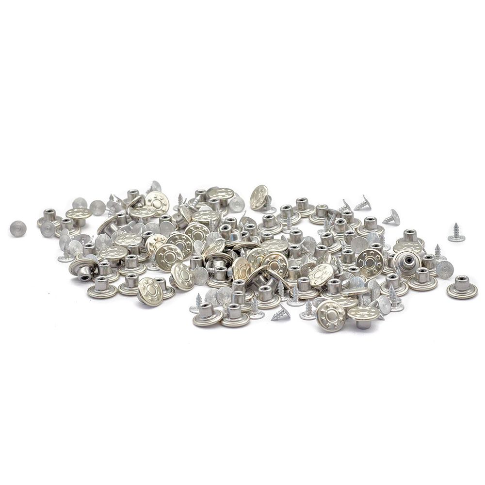 Пуговицы джинсовые ⌀14 мм, фиксированная ножка, сталь, 8 звезд, никель, 100 шт, New Star