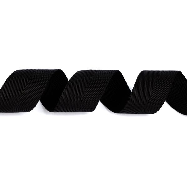 Стропа (ременная лента) 35 мм / 25 метров, толщ. 1.13 мм, [14.4 г/пог.м], 100% п/а, рис. 9358, черный, Gamma С3765Г17