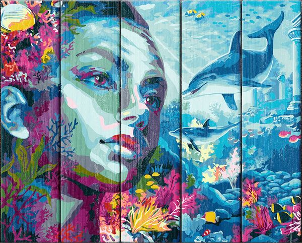 Картина по номерам PKW-1, 42 Атлантида, деревянное панно, 40х50 см