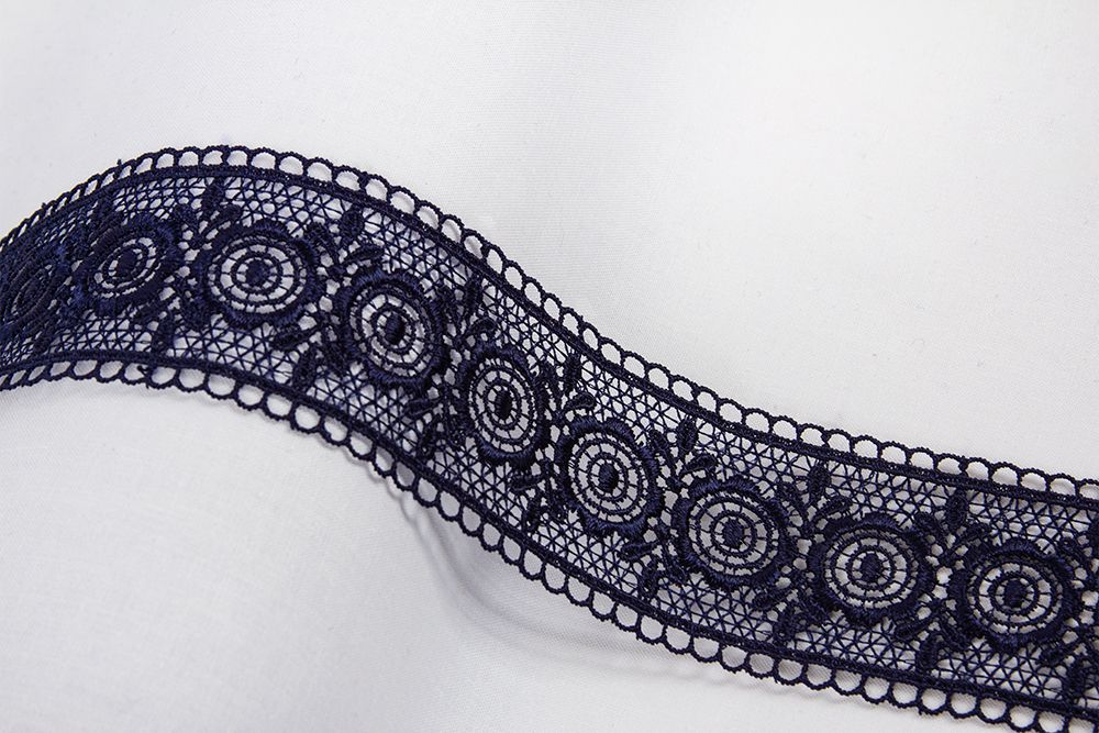 Кружево гипюр (плетёное) 49 мм / 9.7 м, т.синий, Gamma GGM-4901