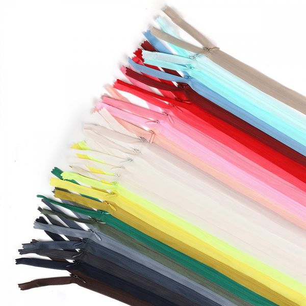 Молния потайная (скрытая) Т3 (3 мм), 1 зам., н/раз., 50 см, ассорти №5, уп. 25 цв х, 2 шт, Mzipp, Mzipp