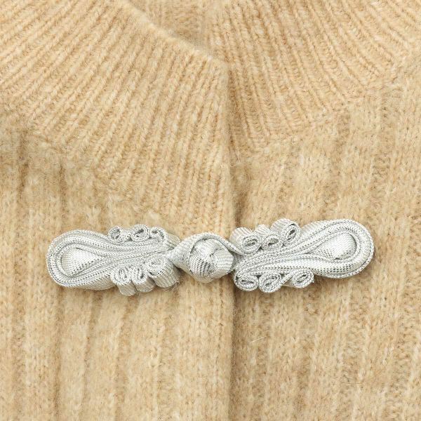 Сутажная застежка, 7 см (серебро), NO.1, 5 шт