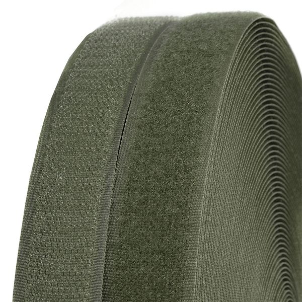 Лента контактная липучка (велкро) пришивная 25 мм / 25 метров, F263 хаки, ПАРА (крючок+петля), качество 