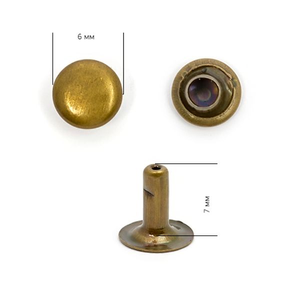 Хольнитены ⌀6 мм, h=7 мм, сталь, New Star №0, цв. антик, ≈2000 шт