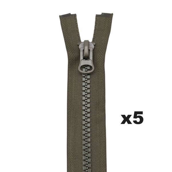 Молния трактор Т8 (8 мм) 1 зам., разъем., 80 см, 078 т.хаки, 5 шт