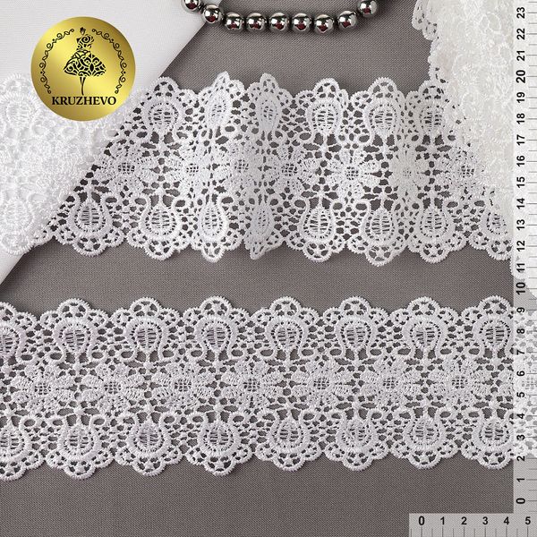 Кружево гипюр (плетёное) 80 мм / 13.71 метров, TBY.02584, цв.1 белый