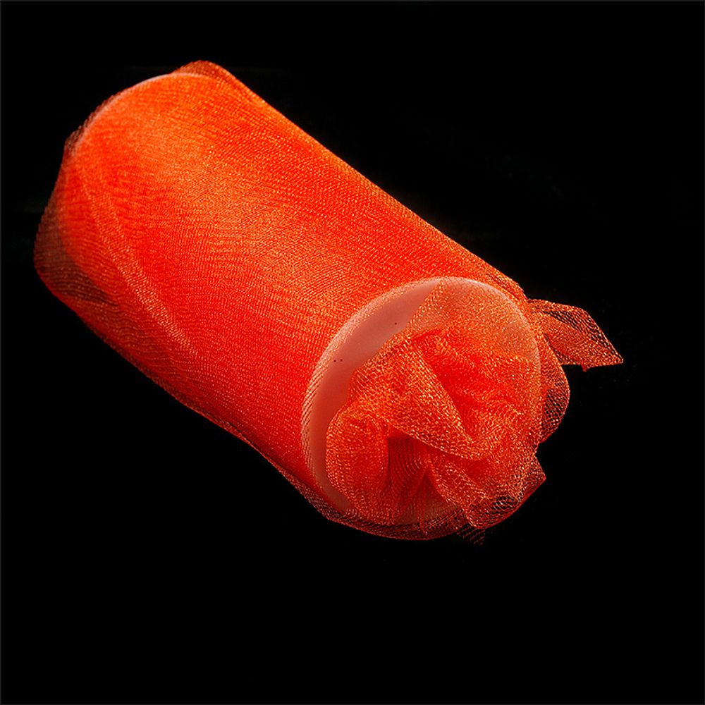 Фатин на шпульке блестящий, средняя жесткость, 100% нейлон, 150 мм цв. 10 оранжевый, 22,86м