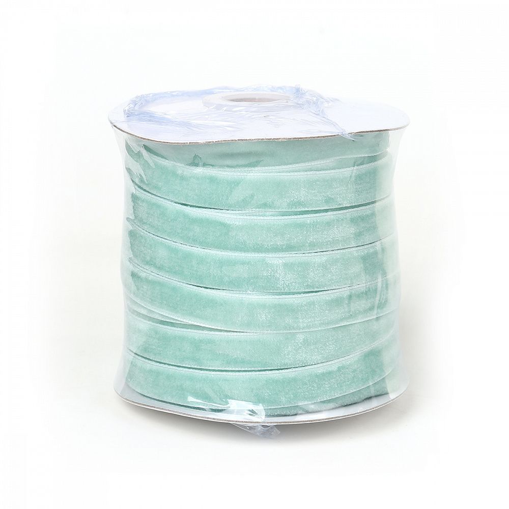 Лента бархатная (тесьма) 10.0 мм / 22.86±1 метров, арт.10VR16 нейлон цв.мятный