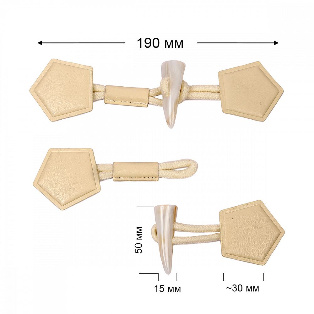 Клевант экокожа 190 мм C-KLV01 цв.бежевый, 3 шт