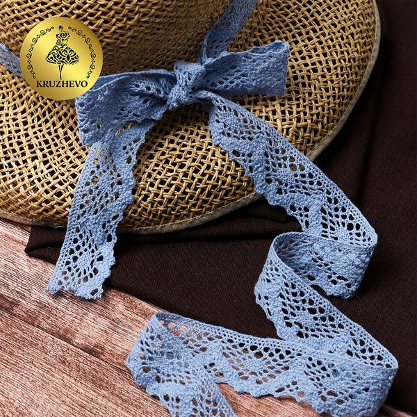 Кружево вязаное (тесьма) 30 мм / 10 метров, TBY-5234 цв.23 голубой, Kruzhevo