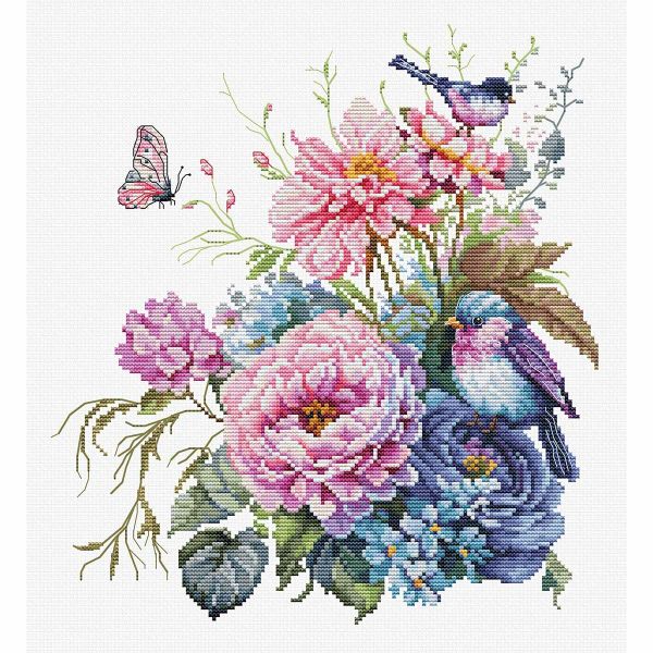 Набор для вышивания нитками Luca-S, Птицы-Лето, 23х25 см