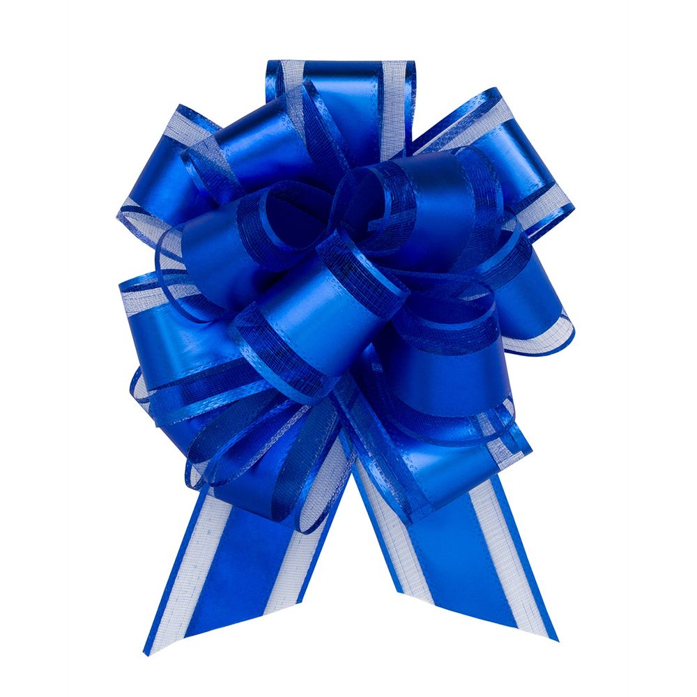 Бант-шар для упаковки подарка ⌀14 см, ширина ленты 5 см, 1 шт, 73 синий