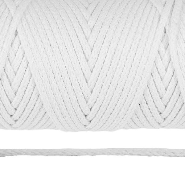 Шнур круглый х/б ⌀3.0 мм / 100 метров, белый