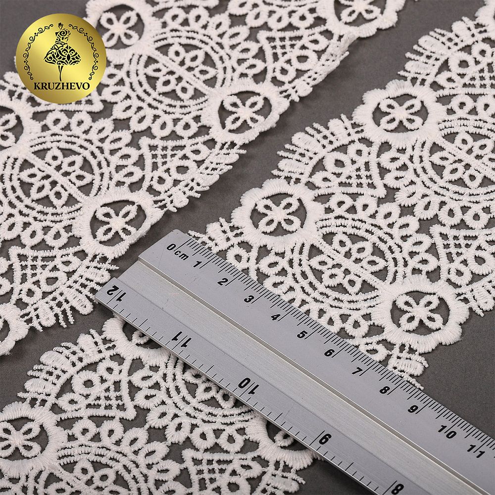 Кружево гипюр (плетёное) 85 мм / 13.71 метров, TBY.SUN.02, цв.F102 молочный