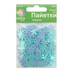 Пайетки фигурные снежинки 13 мм, Астра 10г, 17 св.-бирюзовый, уп.10 шт