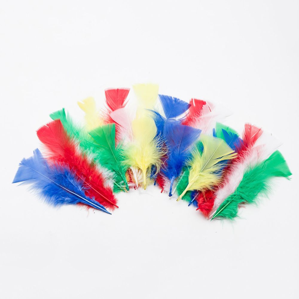 Перо индейки обработанное длинное, ассорти, 13-15см, 20 шт, XQ-660343