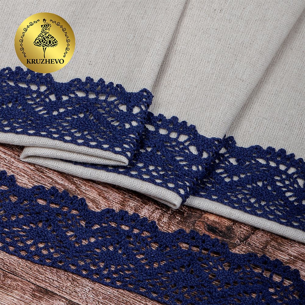 Кружево вязаное (тесьма) 45 мм / 10 метров, TBY-5235, цв.29 т.синий, Kruzhevo