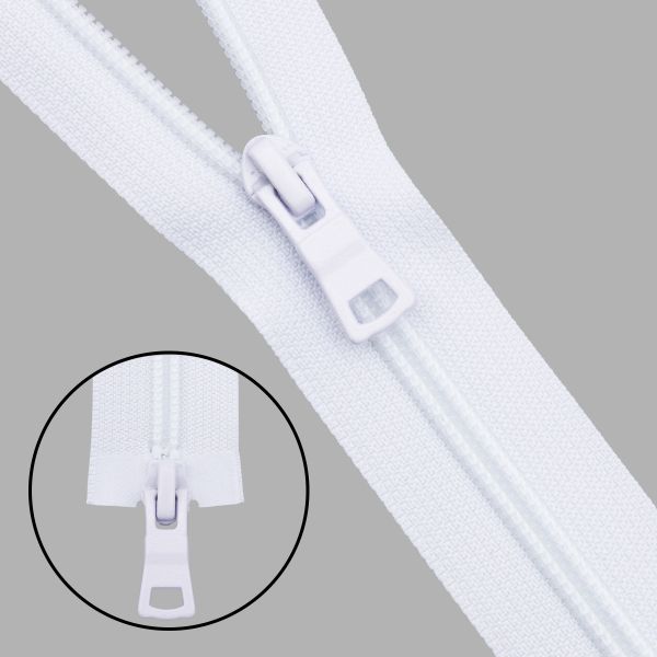 Молния спираль (витая) Т7 (7 мм) 2 зам., разъем., 90 см, 501 белый, 10 шт