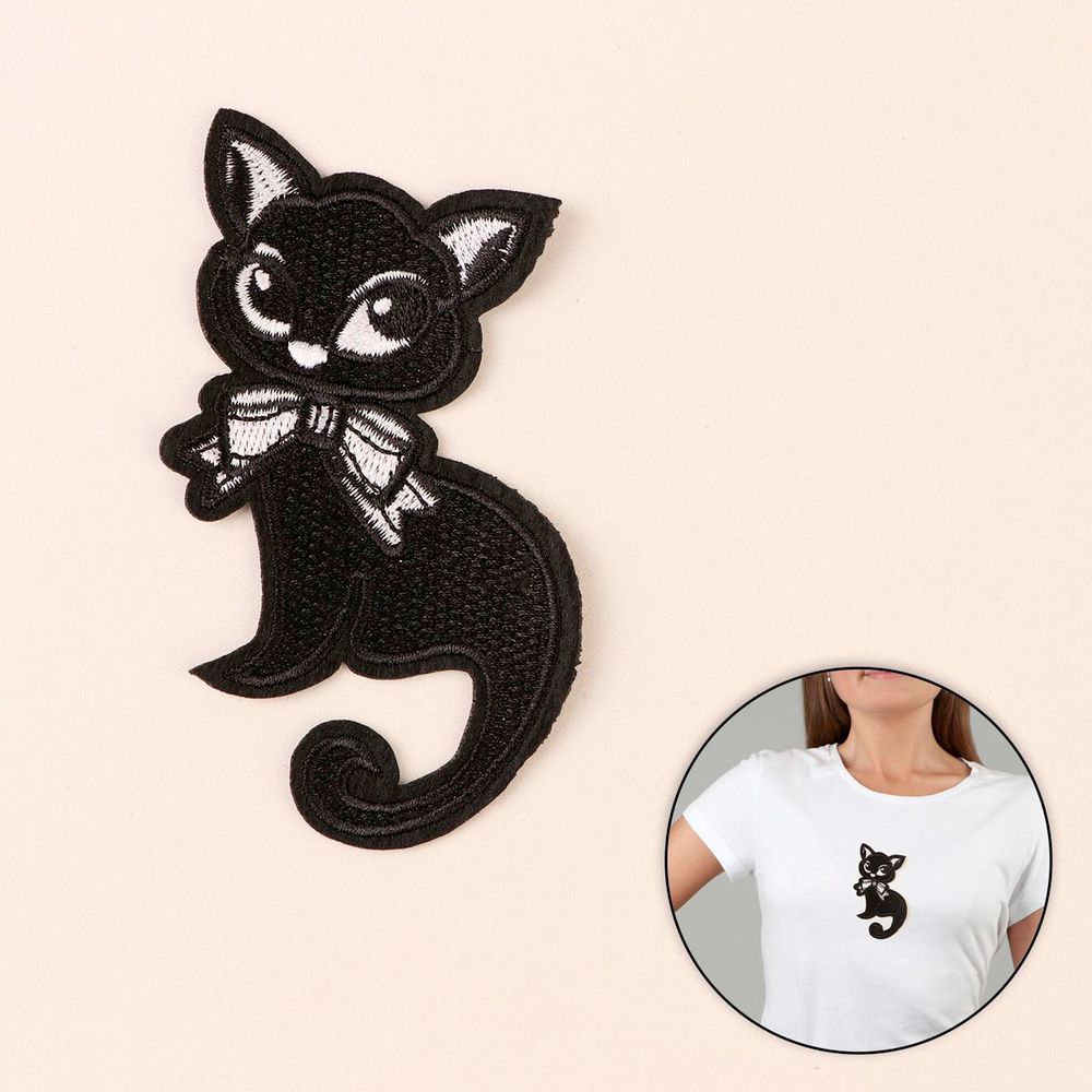 Термоаппликация кошка 11х6см (упак. 5 шт) черный, 5 шт