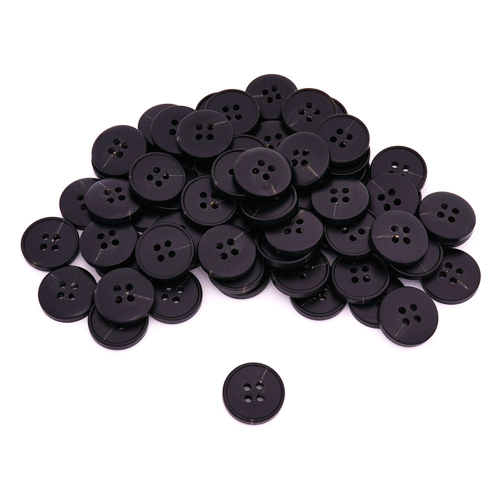 Пуговицы 4 прокола 28L=18 мм, пластик, col. А черный, 72 шт, CN2836
