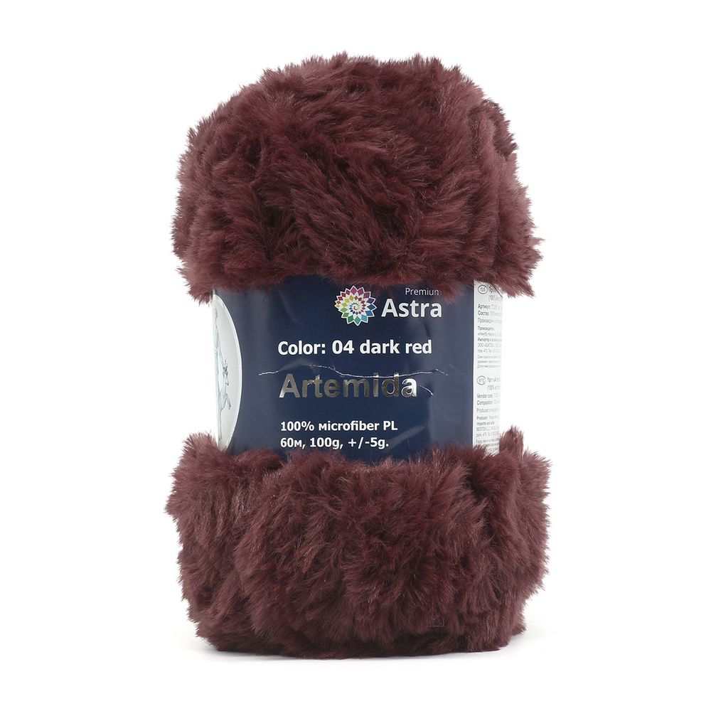 Пряжа Astra Premium (Астра Премиум) Артемида / уп.3 мот. по 100 г, 60 м, 04 винный