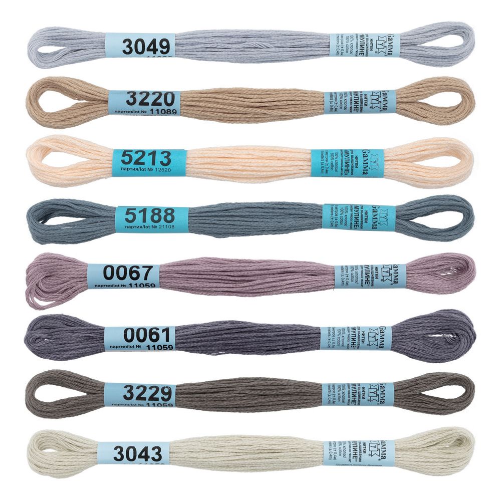 Мулине Gamma 100% хлопок, цв.loft, 8 мотков по 8 метров