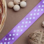 Лента атласная в горошек 25.0 мм / 3 метра, сиреневый, Globus