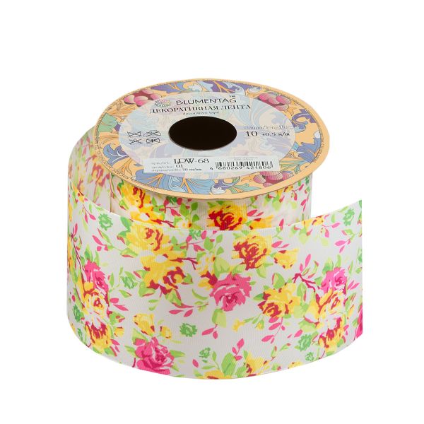 Лента декоративная 70 мм / 10±1 метров, 01 розовый, Blumentag LRW-68