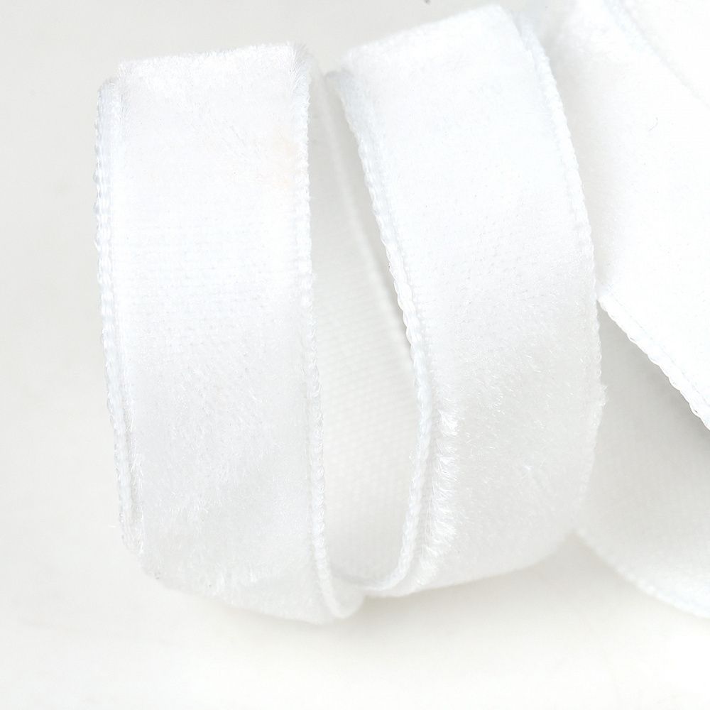 Лента бархатная (тесьма) 10.0 мм / 22.86±1 метров, арт.10VR02 нейлон цв.белый