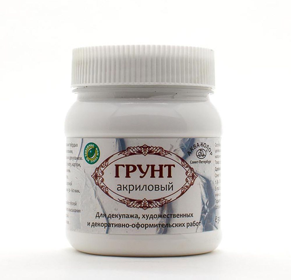 Грунт акриловый цветной 300 мл 300 г, К2604 белый, Аква-колор