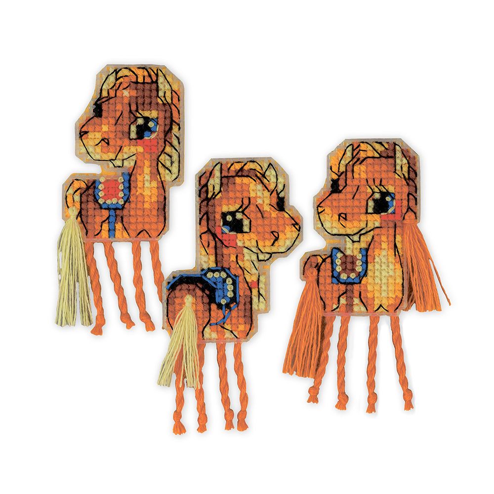 Набор для вышивания нитками Риолис, Магниты Лошадки 5х10см