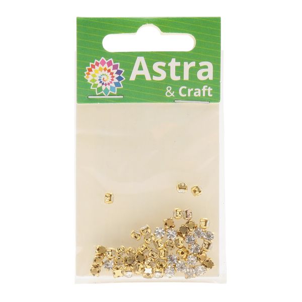 Хрустальные стразы в цапах/золото, 4мм, 50 шт/упак, Astra&Craft (прозрачный), 4AR159/166