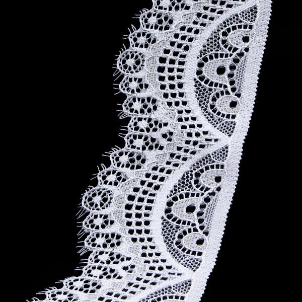 Кружево эластичное (стрейч) 60 мм / 13.71 метра, C501 белый