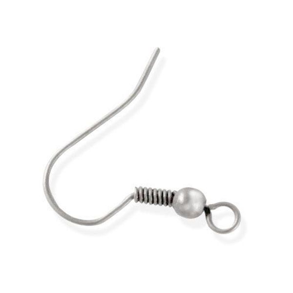 Основа для серег Крючок с бусиной, 18мм, 4 шт, серебро, OTH1522