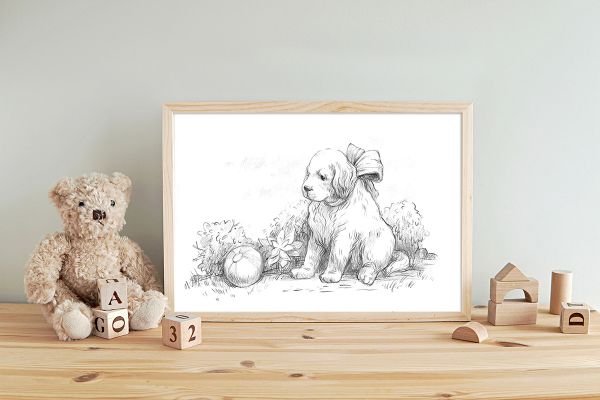 Скетч для раскрашивания цветными карандашами Фрея, Крошка Щенок 29.7х21 см, 1 л