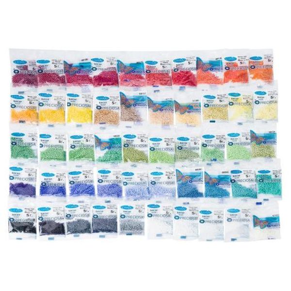 Бисер (набор) непрозрачный, размер 10/0, 50 цветов, 250 г (50 штук по 5 г), Preciosa
