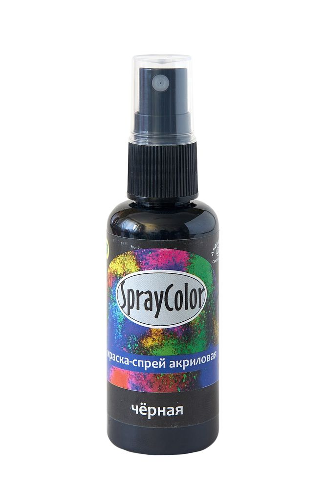 Краска-спрей акриловая 50 мл, чёрная К74901, Аква-колор Краска-спрей акриловая 50 мл, чёрная К74901, Аква-колор