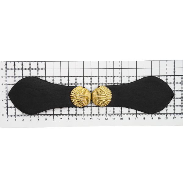 Фурнитура застежка для кардигана кожаная №5 черная 21,5см (золото), 2 шт