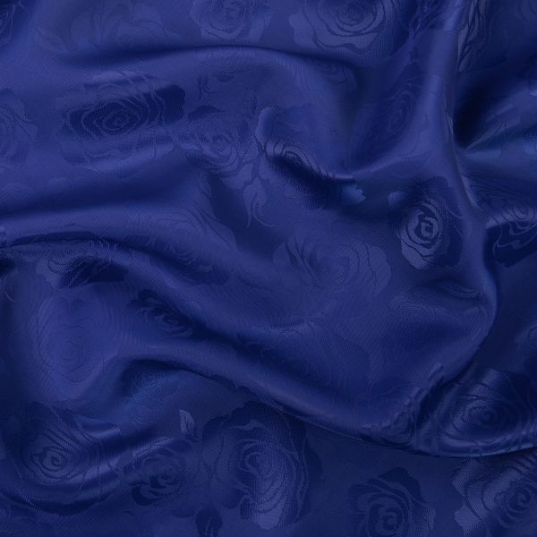 Ткань подкладочная (таффета) с рисунком 96 г/м², 100х145 см, 129 васильковый (розы), Gamma JTR
