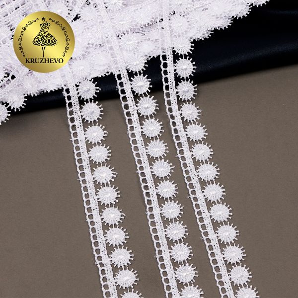 Кружево гипюр (плетёное) 20 мм / 13.71 метров, TBY.8GB0730, цв.01 белый